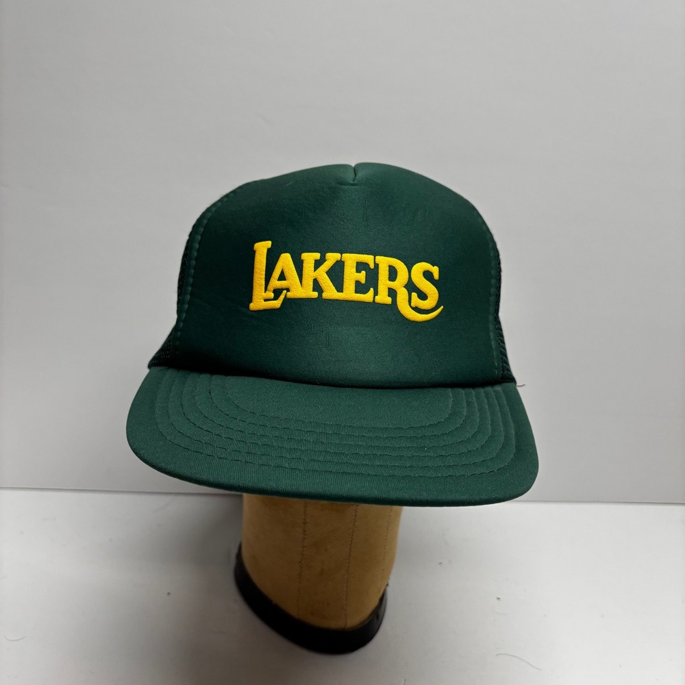 Vintage Lakers Hat Athletic Headwear Green Yellow Mesh Snapback Trucker Cap